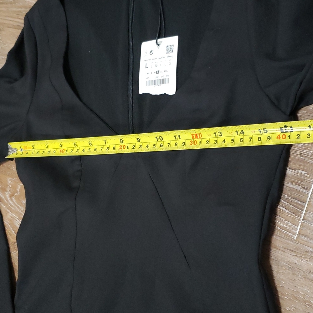 (L) NWT Zara Long Sleeve Deep V Neck Classic "Little Black Dress" Evening Night - Picture 8 of 13
